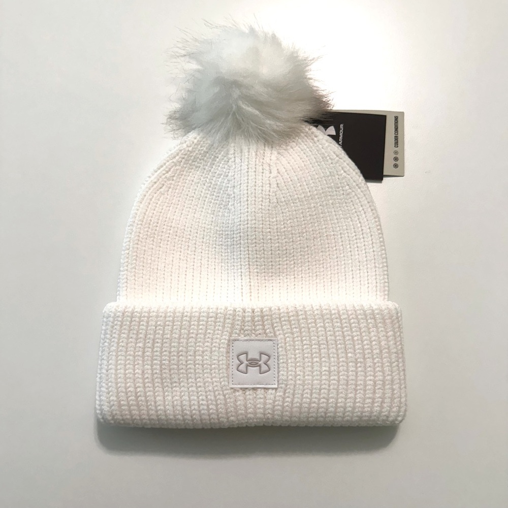 Under Armour White Knit Pom-Pom Hat